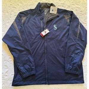 Antigua Seattle Mariners Full Zip Windbreaker Jacket Size Large Navy Blue NWT